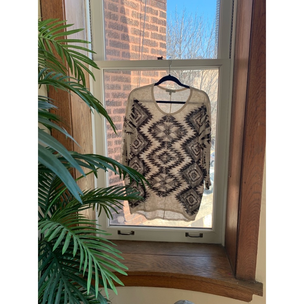 Quarter Sleeve Aztec Print Sweater